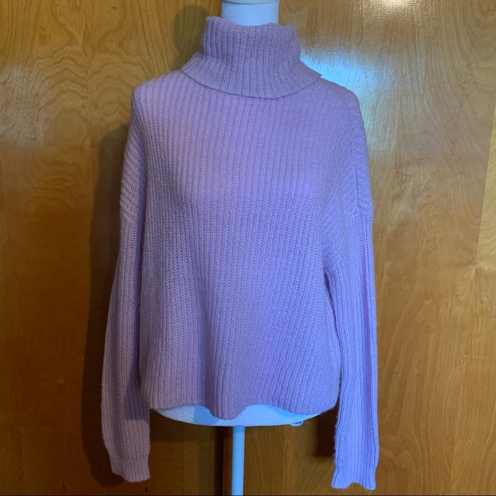 Light Purple Soft Turtleneck Sweater